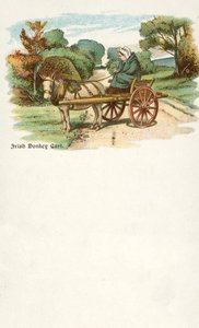 带着驴子和手推车的女人，爱尔兰（chromolitho）