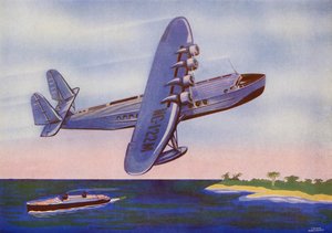 西科斯基 S-42，百慕大快船（彩色石版画）