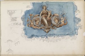 坐着的女人和两张肖像的小插图 作者 Joseph Henry Gosschalk（拒绝归属）