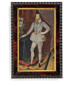 罗伯特·德沃勒克斯（Robert Devereux），埃塞克斯（Essex）的第二任伯爵（皮草皮，配以shell壳和金色支架） 作者 艾萨克·奥利弗（Isaac Oliver）