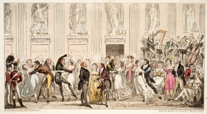 Argyle Rooms的Cyprians Ball，来自The English Spy，pub。 1824年（手工彩色雕刻） 作者 艾萨克·罗伯特·克鲁克香克
