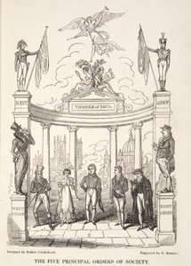 社会的五大主要命令，来自英国间谍，酒吧。 1824年（手工彩色雕刻） 作者 艾萨克·罗伯特·克鲁克香克