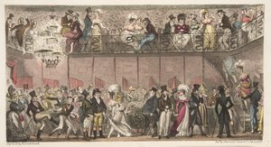 皇家沙龙，皮卡迪利，或歌剧后一小时，英国间谍出版1824年（手工彩色雕刻） 作者 艾萨克·罗伯特·克鲁克香克