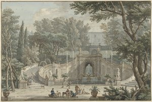 别墅d&39;Este庭院的看法在Tivoli，c.1725