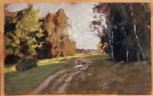 黄昏，林中小路。伊萨克-伊里奇-列维坦（Isaak (Isaac) Ilyich Levitan，1860-1900 年）的画作，布面油画 作者 艾萨克·伊里奇·列维坦