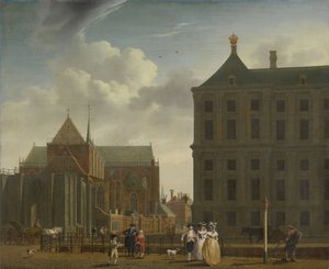 Nieuwe Kerk和阿姆斯特丹大坝上的市政厅，1780  -  90年