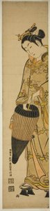 撑伞的年轻女子 作者 Ishikawa Toyonobu