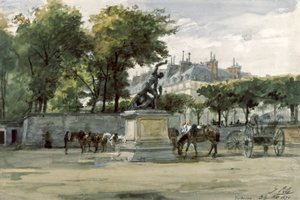 巴黎公社：杜伊勒里宫的凡尔赛军队，c.1871（水彩画） 作者 伊西多尔比尔斯