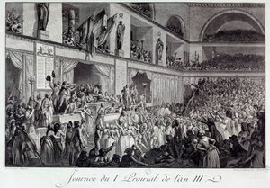 法国大革命：第三年I Prairial的人民反饥饿起义日（1795年5月20日）：民众入侵大会并屠杀了负责巴黎供应的副官让-贝特朗-费罗（1759-1795），他反对 作者 伊西多尔·斯坦尼斯拉斯·赫尔曼