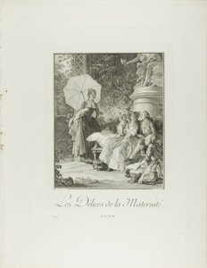 母性的乐趣》，选自《六惠时代末期的生理和道德服饰纪念碑》（Monument du Costume Physique et Moral de la fin du Dix-huitième siècle 作者 伊西多尔·斯坦尼斯拉斯·赫尔曼