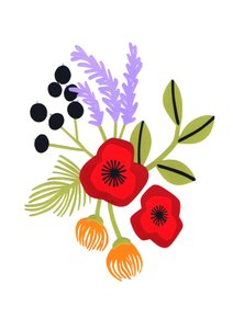 罂粟花，2015 年（剪纸）
