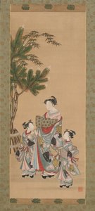 元旦的歌妓和两个随从，约1780年代。 作者 oda田K