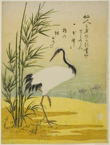 鹤、竹和鸢尾