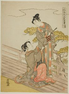 铠甲拉动场景的模仿（Kusazuribiki），选自 "勇敢恋爱的时尚模仿（Furyu mitate iro-buyu）"系列 作者 oda田K