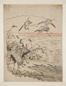 归来的鹤（彩色木版画） 作者 oda田K
