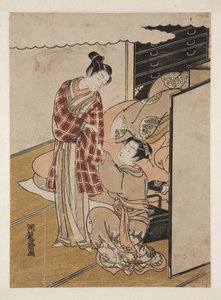 握着情人袖子的女人（彩色木刻版画 作者 oda田K