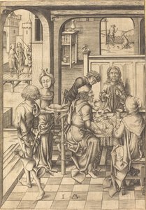 基督在以马忤斯 作者 以色列·范·麦肯纳姆（Israhel van Meckenem）