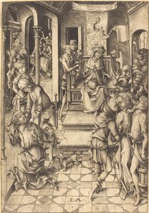 基督在亚拿面前 作者 以色列·范·麦肯纳姆（Israhel van Meckenem）