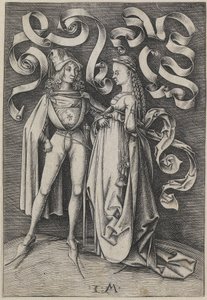 骑士和一位女士 日常生活场景（系列标题） 作者 以色列·范·麦肯纳姆（Israhel van Meckenem）