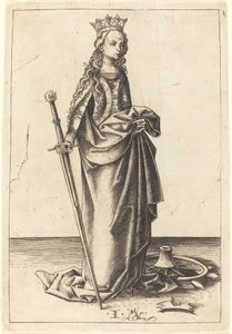 圣凯瑟琳，约14801490。 作者 以色列·范·麦肯纳姆（Israhel van Meckenem）