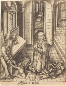 圣奥蒂利亚，约1475-1480。 作者 以色列·范·麦肯纳姆（Israhel van Meckenem）