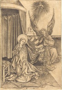 天使报喜》，约1480-1490。 作者 以色列·范·麦肯纳姆（Israhel van Meckenem）
