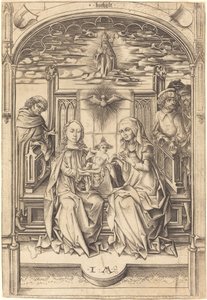 圣家族，约1475-1480。 作者 以色列·范·麦肯纳姆（Israhel van Meckenem）
