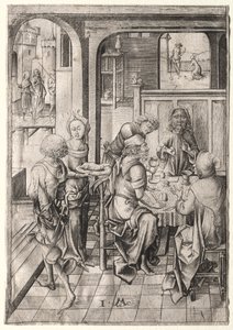 激情：以马us斯的晚餐。 作者 以色列·范·麦肯纳姆（Israhel van Meckenem）