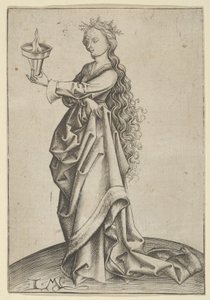 第三位聪明的圣女，约1450-1503年。 作者 以色列·范·麦肯纳姆（Israhel van Meckenem）