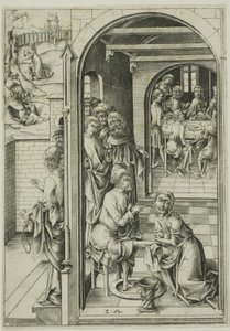 基督为使徒洗脚 作者 小艾希拉（Israhel van Meckenem）