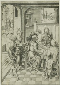 基督在以马忤斯 作者 小艾希拉（Israhel van Meckenem）