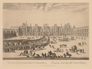 Cour du Cheval-Blanc的景色在枫丹白露，1667年。