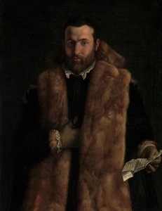 穿着毛边外套的男子肖像，约1540年。