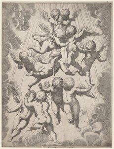 荣耀中的一群天使 作者 意大利 17 世纪，在 Guido Reni 之后，Luca Cambiso 之后