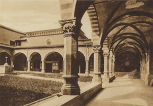 佛罗伦萨 / Florence: S Maria Novella教堂，绿色回廊，Fra Giovanni da Carpi（黑白照片） 作者 意大利摄影师