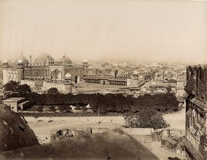 阿格拉市和莫蒂清真寺（阿格拉堡）景观，约 1890 年（银色明胶印刷） 作者 意大利摄影师