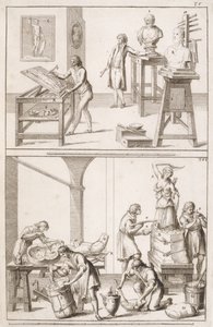 雕塑家工作室，c.1800 作者 意大利学校