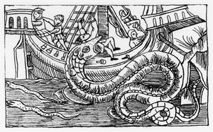 海蛇，从“北方的说明“，由奥劳斯·马格努斯（1590至57年）出版于罗马，1555