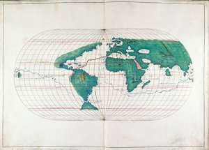 Add.19927, ff.12v-13 世界地图，"Portolan 地图集 "插图 作者 意大利学校