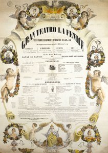 1843 - 1844 年威尼斯凤凰剧院的海报。 作者 意大利学校