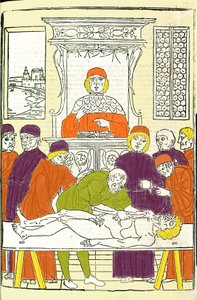 解剖解剖。 弗洛伦斯 Gerolamo Cardano (Cardano) (Cardanus Hieronymus) 的《医学治疗》雕刻 作者 意大利学校