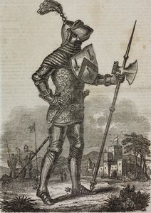 英国国王亨利五世时代的盔甲，来自“Teatro Universale...”的插图 作者 意大利学校