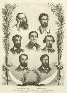 Avv Anacarsi Nardi、Domenico Moro、Emilio Bandiera、Nicola Ricciotti、Attilio Bandiera、Giacomo Rocca、Giovanni Venerucci（雕刻） 作者 意大利学校
