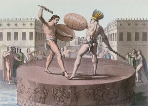 阿兹台克战士在Cuauhxicalli战斗，1820年 作者 意大利学校