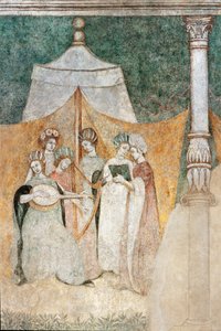 Bicocca degli Arcimboldi：15 世纪壁画，妇女奏乐细节（壁画） 作者 意大利学校