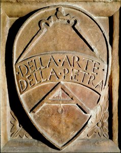 石工会的布拉松。 表示一个罗盘和一个正方形。 14 世纪锡耶纳，Biblioteca degli Intronati 作者 意大利学校