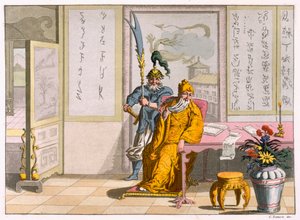 中国道教宗教领袖：神圣的Kuan-ti，由Fumagalli和Bramatti雕刻，1820-30（彩色版画） 作者 意大利学校