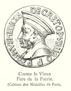 Cosme le Vieux, Pere de la Patrie, Cabinet des Medailles de Paris（雕刻）。 作者 意大利学校