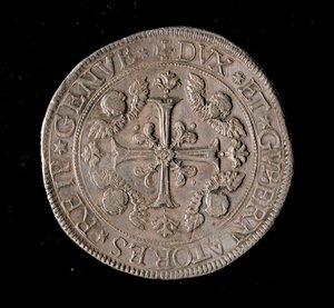 基尼斯共和国的货币：五埃库斯银币。直径61毫米。1693.正面。基内斯博物馆 作者 意大利学校