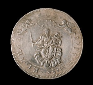 基因共和国货币：六伊库斯银币。 直径。 61.5 毫米。 1715.前面。 Genes Musei di Strada Nuova (inv, M7156) 作者 意大利学校